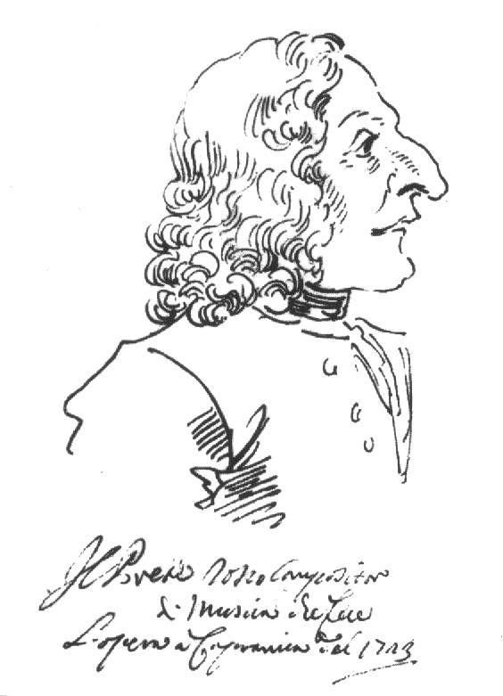 Карикатура на Вивальди итальянского художника Пьера Леоне Гецци,